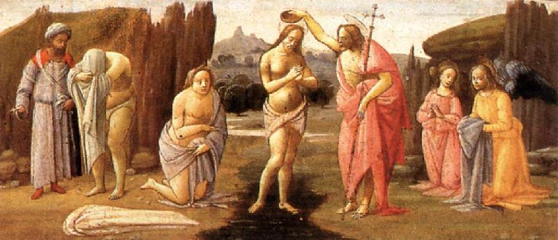 BARTOLOMEO DI GIOVANNI Predella: Baptism of Christ d oil painting picture